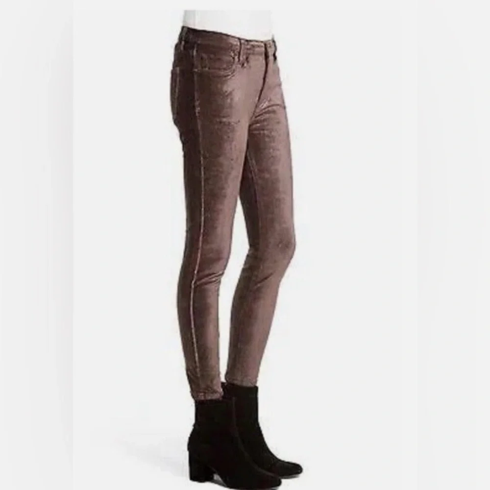 FREE PEOPLE Cyndi High Rise Stretch Velvet Pants Size 25 Mulberry Boho Party Fun